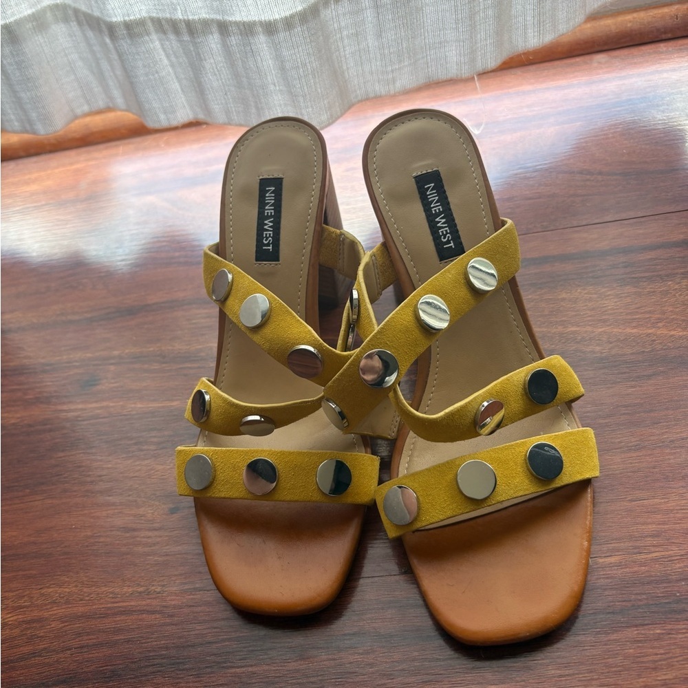 Nine West Yellow Sandals with Geometric Straps